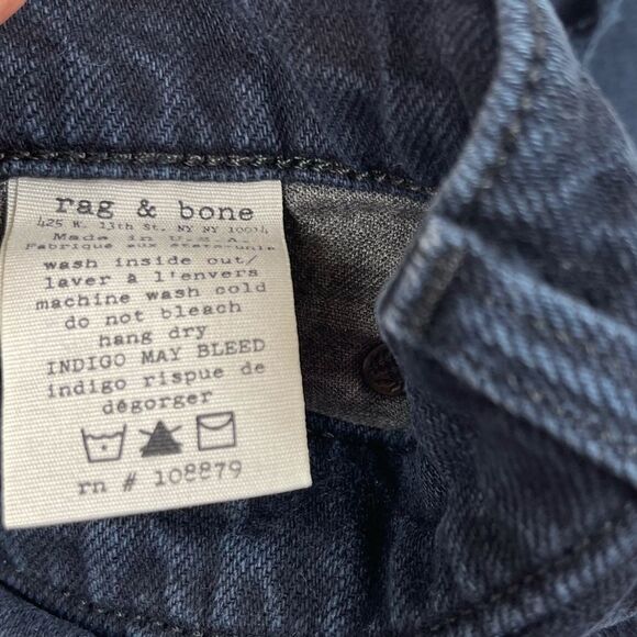 Rag & Bone Cut Off Denim Jean Mini Short in Coal Dark Blue Black 24 Y2K Boho - Picture 8 of 10